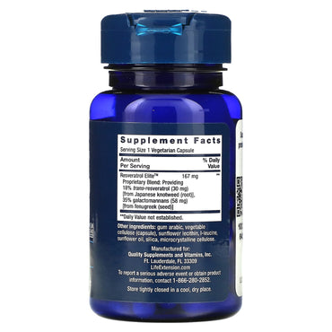 Life Extension, Resveratrol Elite, 60 Capsules UPC 737870221067 | HiLife Vitamins