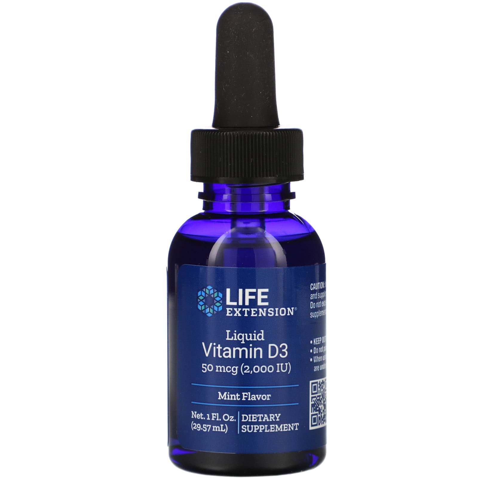 Life Extension, Liquid Vitamin D3 (Mint) 50 mcg (2000 IU), 29.57 ml UPC 737870223214 | HiLife Vitamins