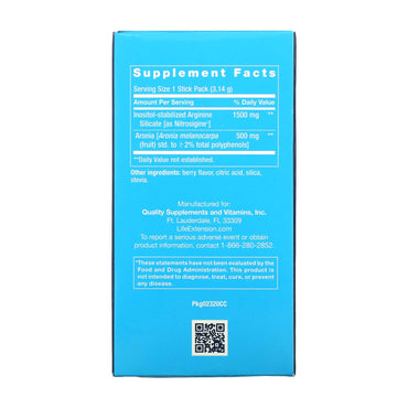 Life Extension, NitroVasc Boost, Berry Flavor, 30 STICK PACKS UPC 737870232001 | HiLife Vitamins