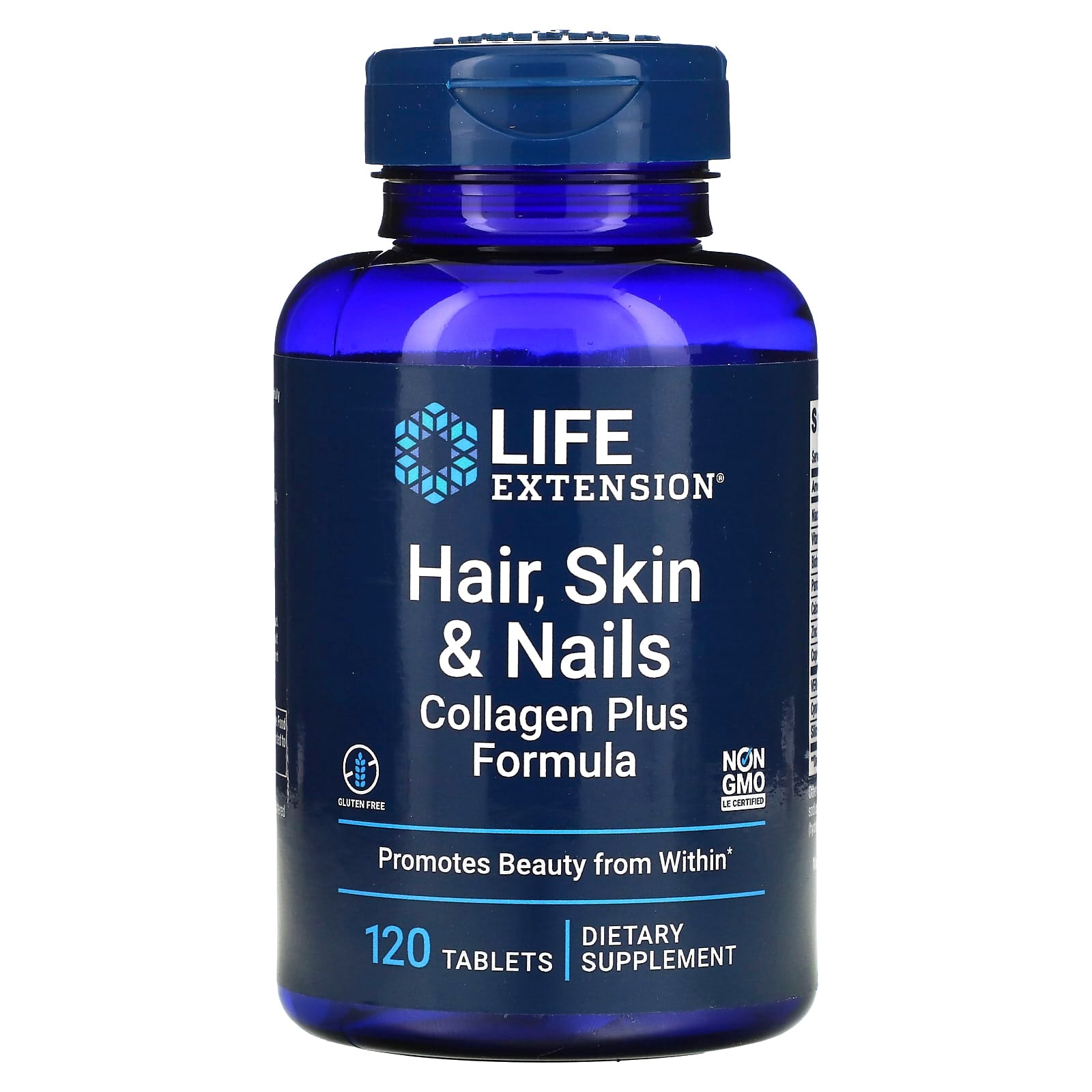 Life Extension, Hair, Skin & Nails, Collagen Plus Formula, 120 Tablets UPC 737870232216 | HiLife Vitamins