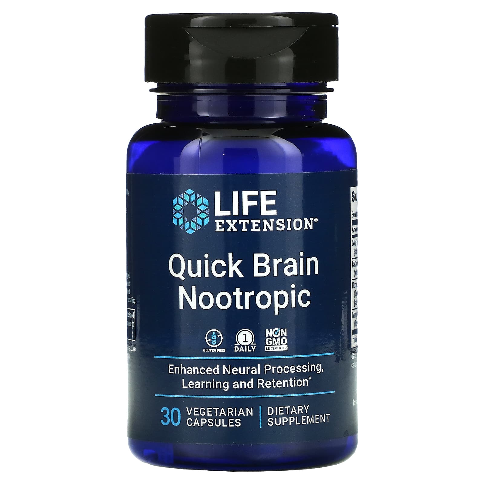 Life Extension, Quick Brain Nootropic, 30 Vegetarian Capsules UPC 737870240631 | HiLife Vitamins