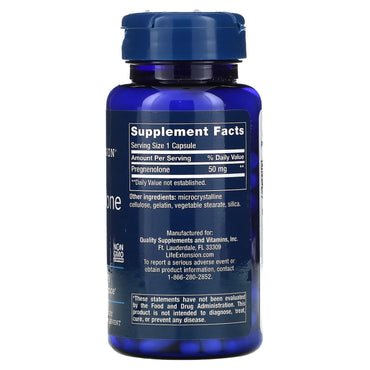 Life Extension, Pregnenolone, 50 mg, 100 Capsules UPC 737870302100 | HiLife Vitamins