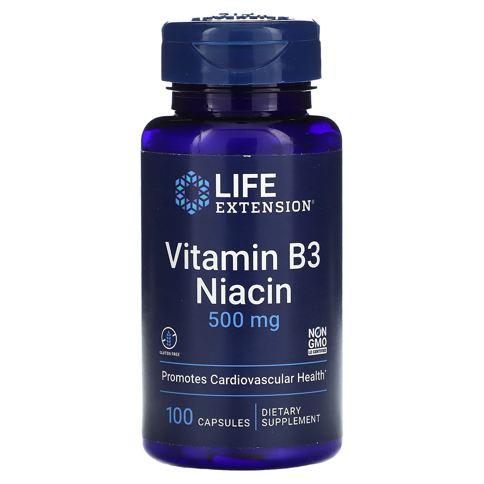 Life Extension, Vitamin B3 Niacin, 500 mg, 100 Capsules - 737870372103 | Hilife Vitamins