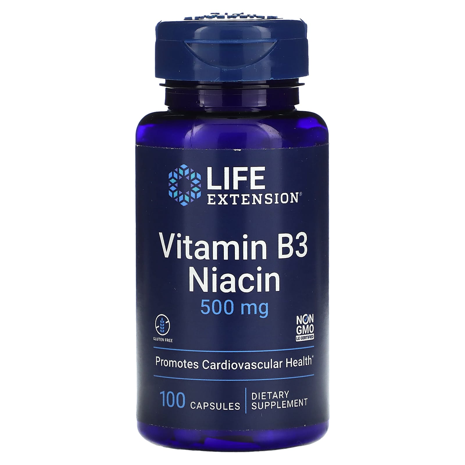 Life Extension, Vitamin B3 Niacin, 500 mg, 100 Capsules UPC 737870372103 | HiLife Vitamins