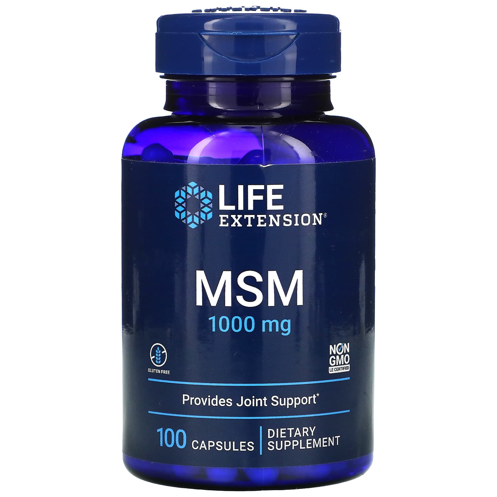 Life Extension, MSM, 1,000 mg, 100 Capsules UPC 737870451105 | HiLife Vitamins