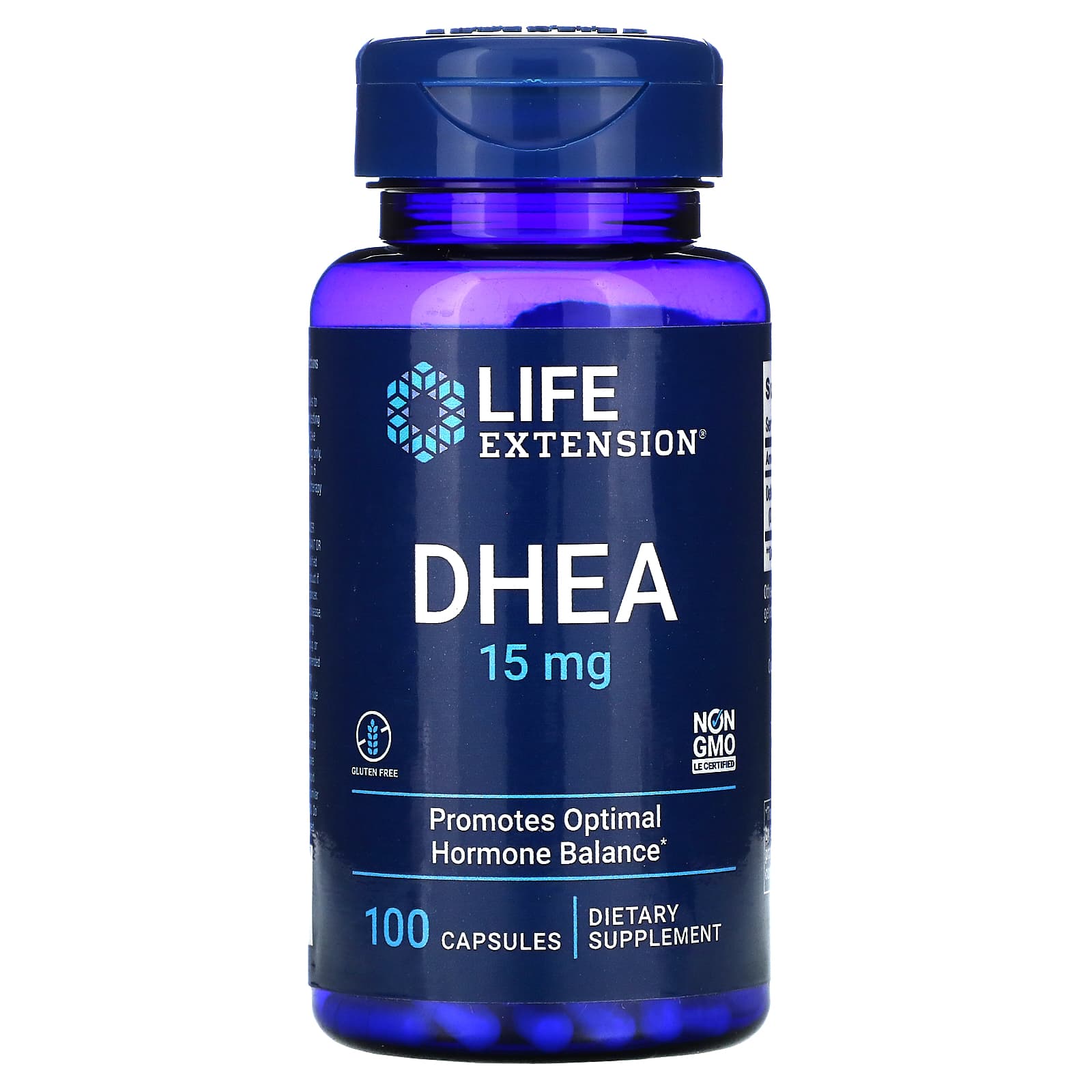 Life Extension, DHEA, 15 mg, 100 Capsules UPC 737870454106 | HiLife Vitamins