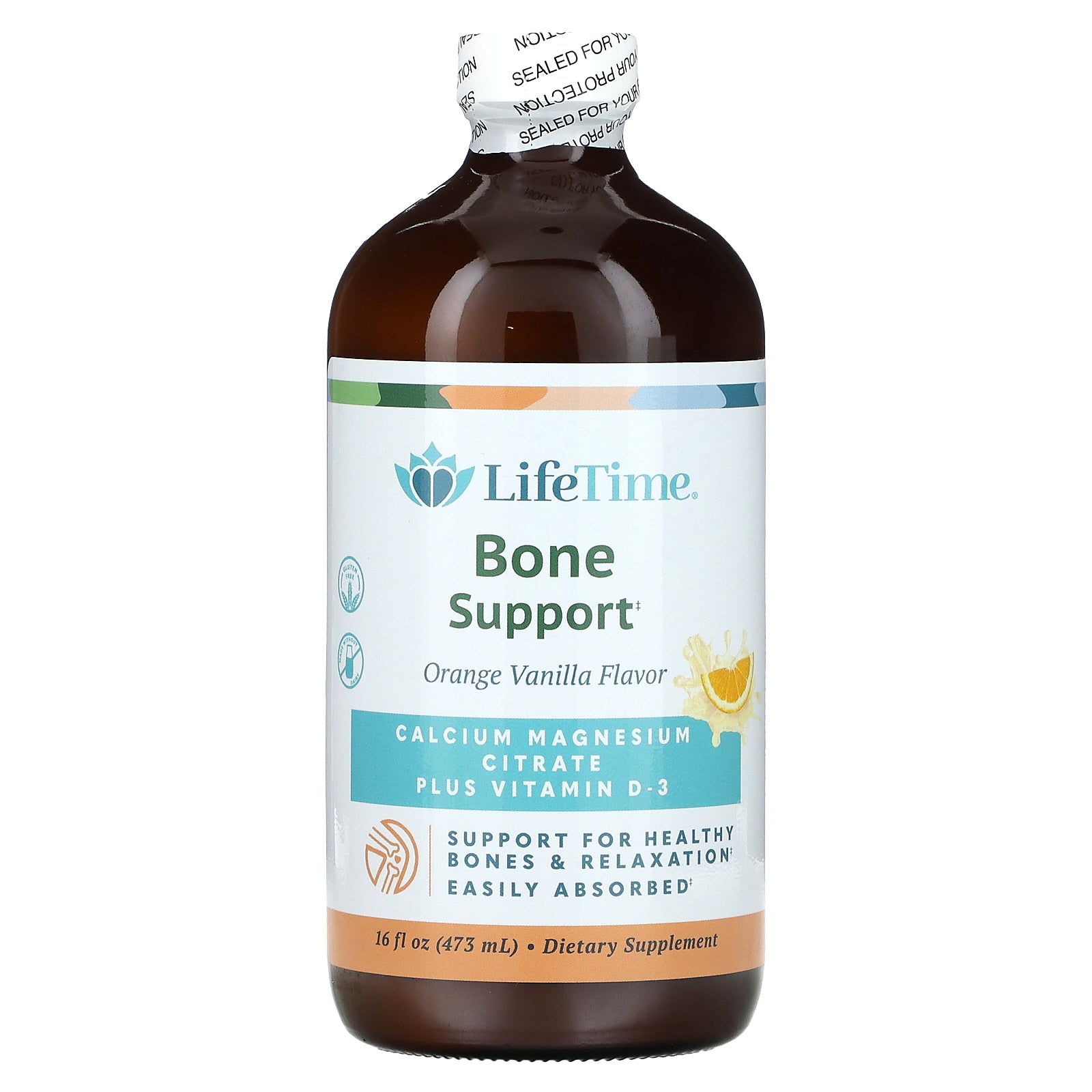Lifetime, Bone Support, Calcium Magnesium Citrate Plus Vitamin D-3, Orange Vanilla, 16 Oz UPC 053232400056 | HiLife Vitamins