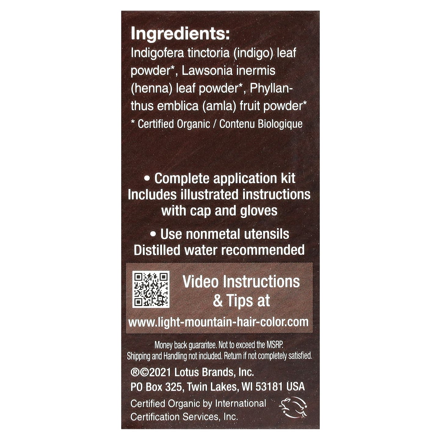 Light Mountain Henna, Haircolor Brown-Dark, 4 Oz UPC 049347003756 | Hilife Vitamins