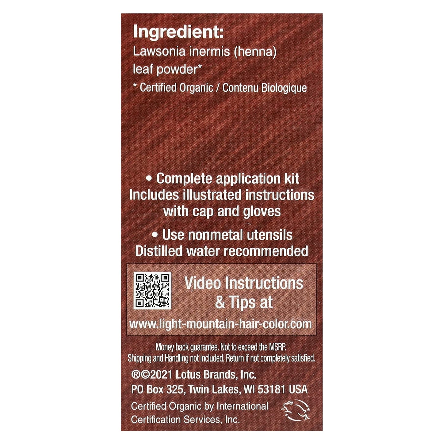 Light Mountain Henna, Hair Color Red, 4 Oz UPC 077014100033 | Hilife Vitamins