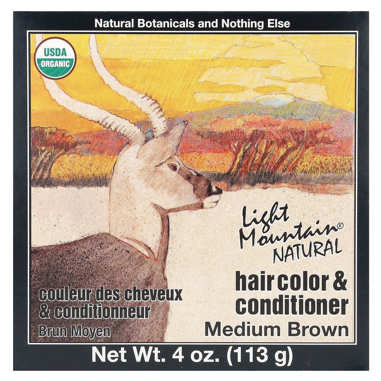 Light Mountain Henna, Hair Color Brown-Medium, 4 Oz UPC 077014100057 | Hilife Vitamins
