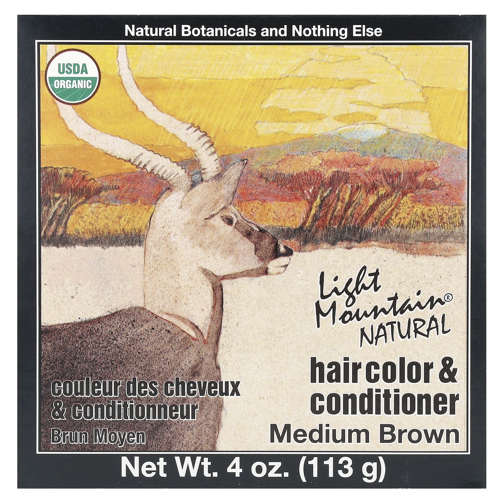 Light Mountain Henna, Hair Color Brown-Medium, 4 Oz UPC 077014100057 | Hilife Vitamins