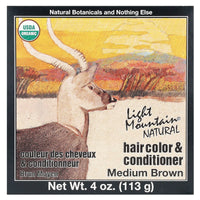 Light Mountain Henna, Hair Color Brown-Medium, 4 Oz UPC 077014100057 | Hilife Vitamins
