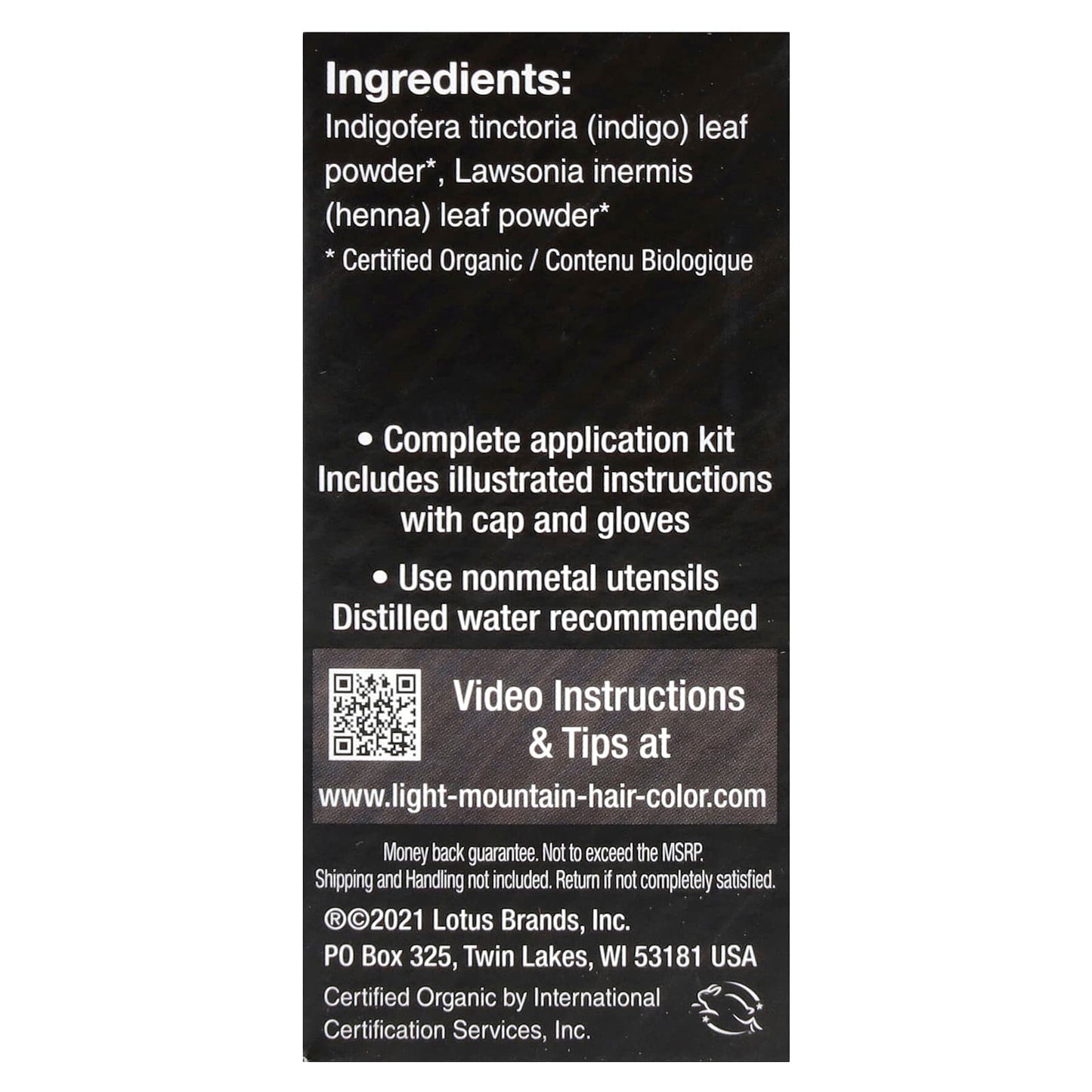 Light Mountain Henna, Haircolor Black, 4 Oz UPC 077014100088 | Hilife Vitamins