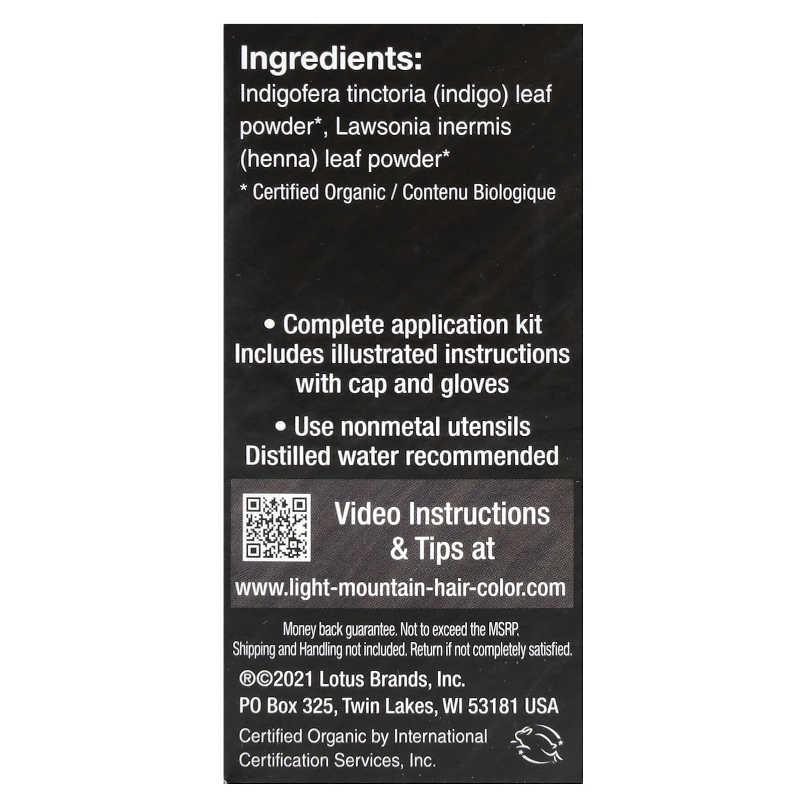 Light Mountain Henna, Haircolor Black, 4 Oz UPC 077014100088 | Hilife Vitamins