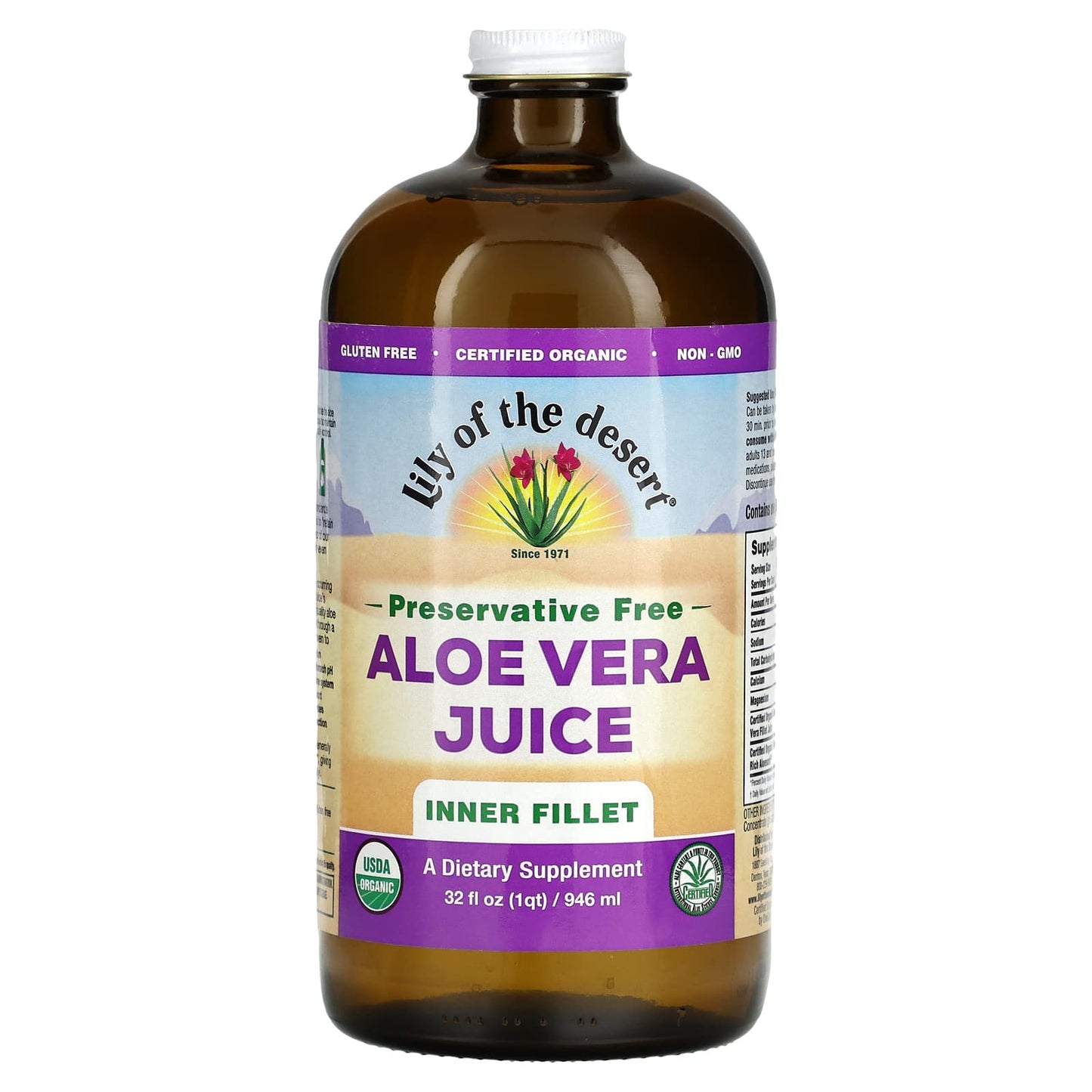 Lily Of The Desert, Aloe Vera Juice Preservative Free, 32 Oz UPC 026395830329 | Hilife Vitamins