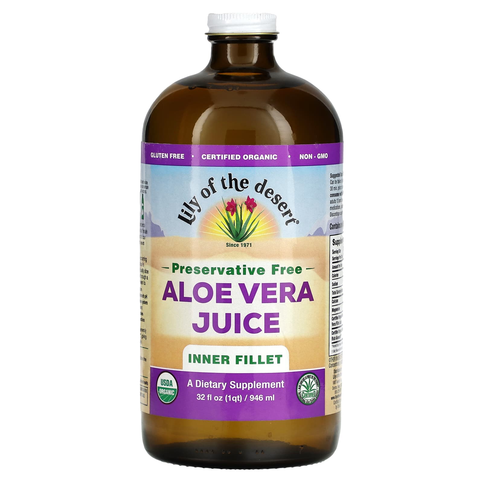 Lily Of The Desert, Aloe Vera Juice Preservative Free, 32 Oz UPC 026395830329 | Hilife Vitamins