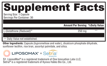 Liposomal Glutathione 30 Capsules Supplement Facts