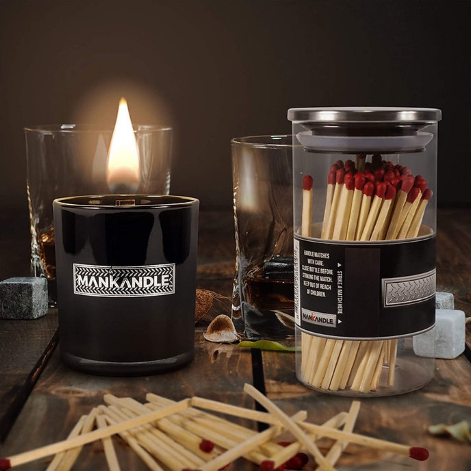 Majestic Zen, ManKandle Glass Candle & Kandle Matches, Gift Set UPC 850020286454 | HiLife Vitamins