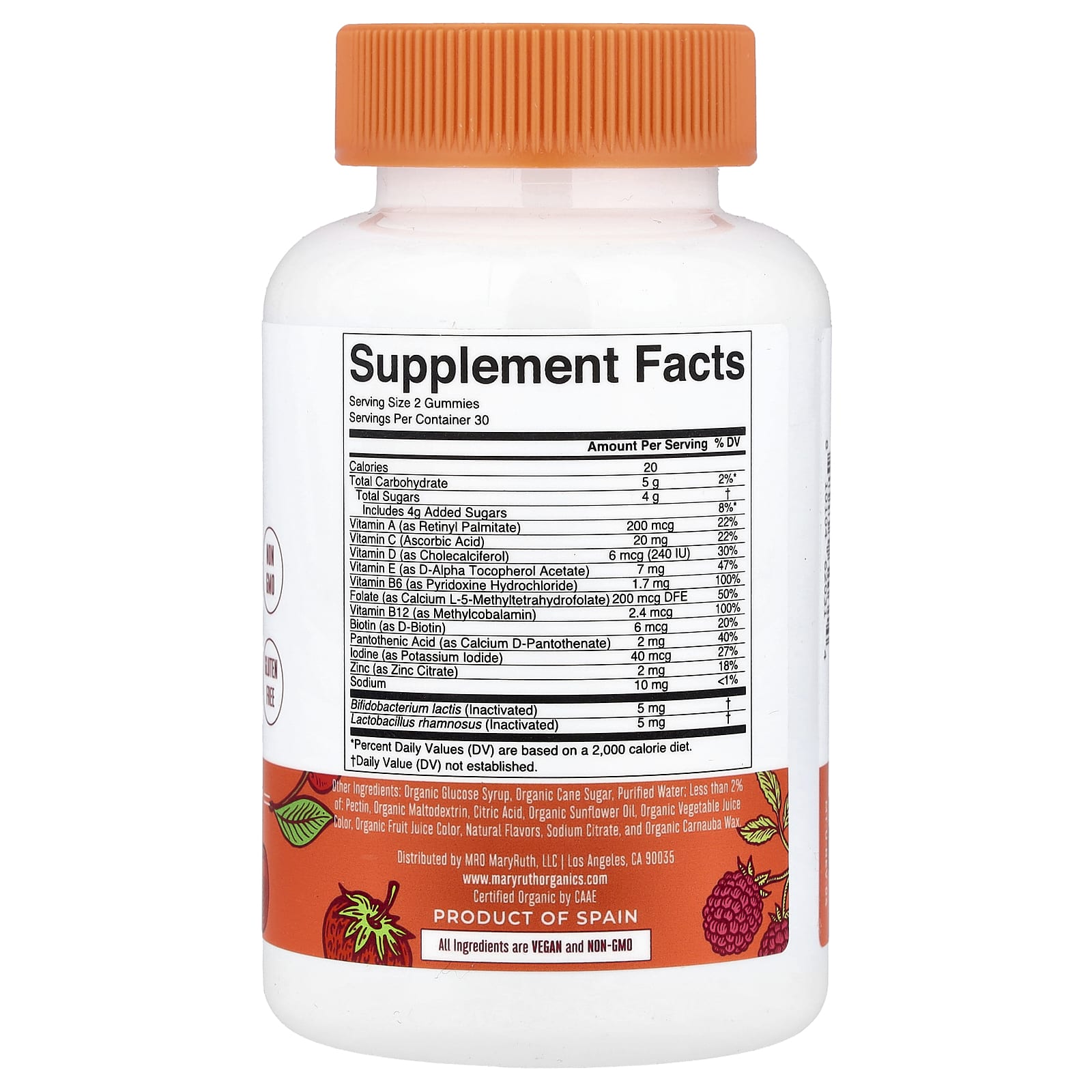 MaryRuth's, Organic Kids Multivitamin & Postbiotics Gummies, Mixed Berry & Cherry, 60 Gummies UPC 810104620314