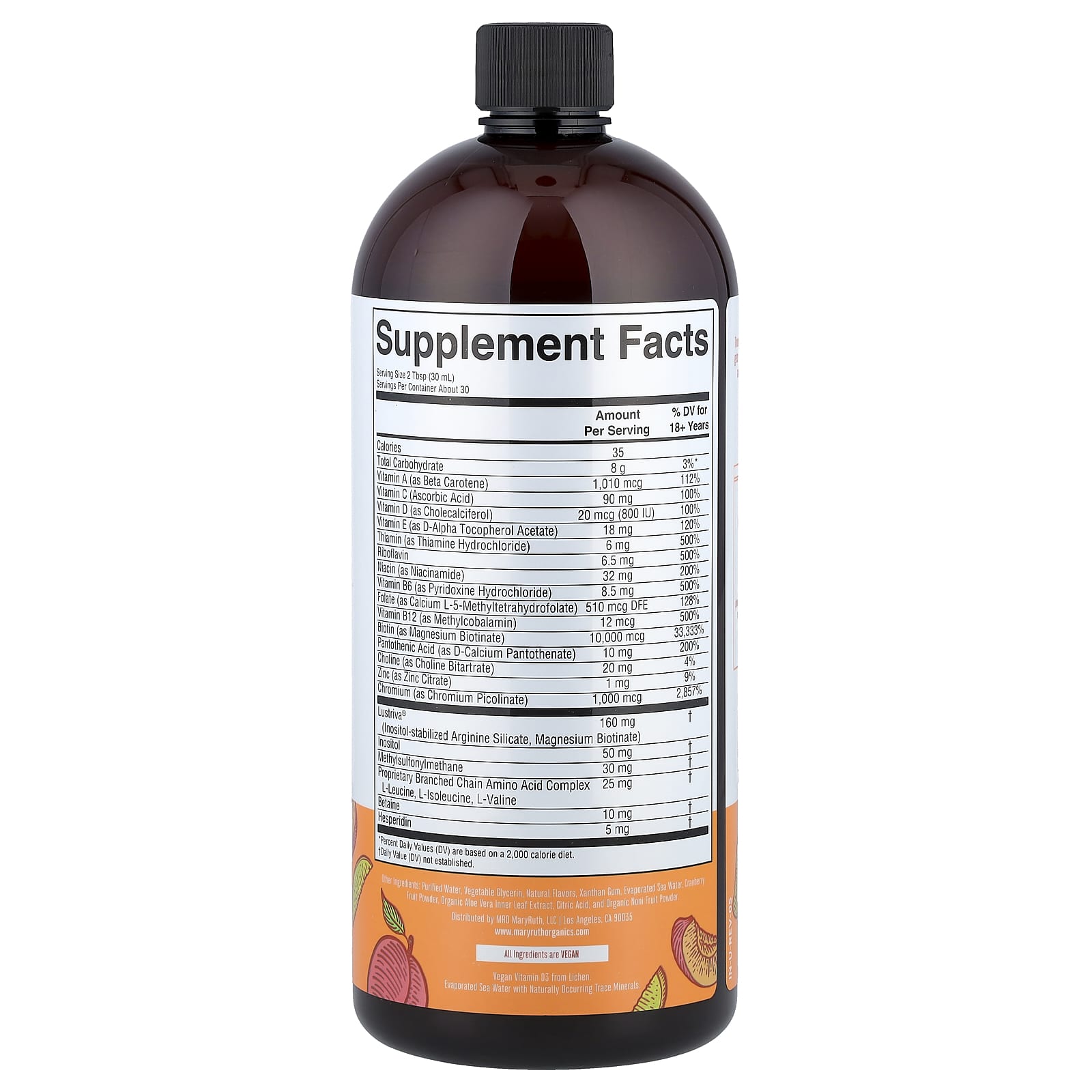 MaryRuth's, Liquid Morning Multivitamin + Hair Growth, Peach Mango, 30 fl oz (887 ml) UPC 810104622370 | HiLife Vitamins