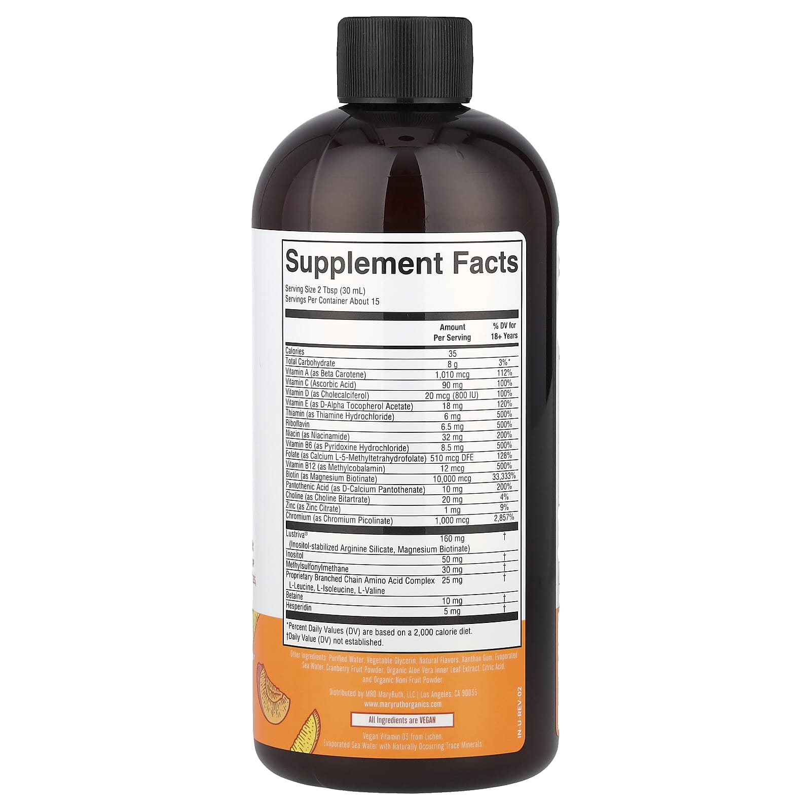 MaryRuth's, Liquid Morning Multivitamin + Hair Growth, Peach Mango, 15.22 fl oz (450 ml) UPC 810104622851 | HiLife Vitamins