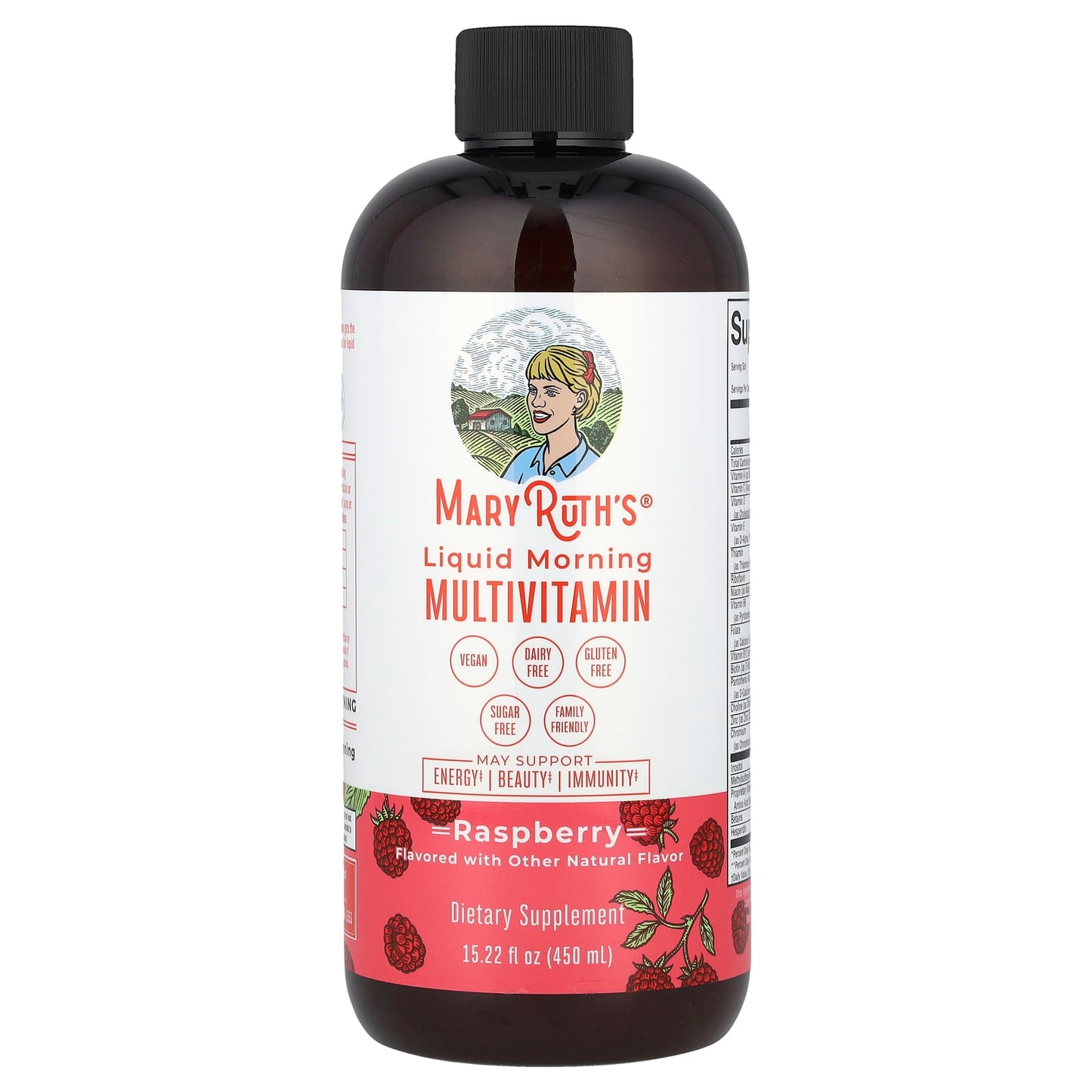 MaryRuth's, Liquid Morning Multivitamin, Raspberry, 15.22 fl oz (450 ml) UPC 850018471787 | HiLife Vitamins