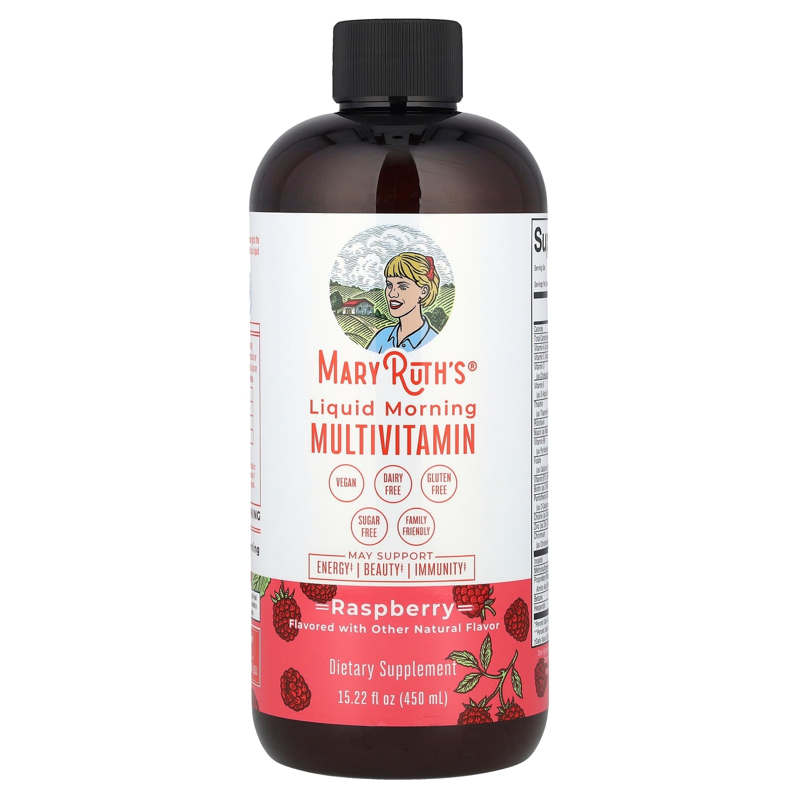 MaryRuth's, Liquid Morning Multivitamin, Raspberry, 15.22 fl oz (450 ml) UPC 850018471787 | HiLife Vitamins