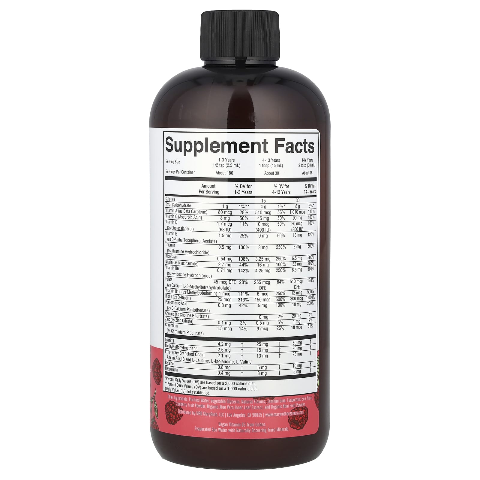 MaryRuth's, Liquid Morning Multivitamin, Raspberry, 15.22 fl oz (450 ml) UPC 850018471787 | HiLife Vitamins