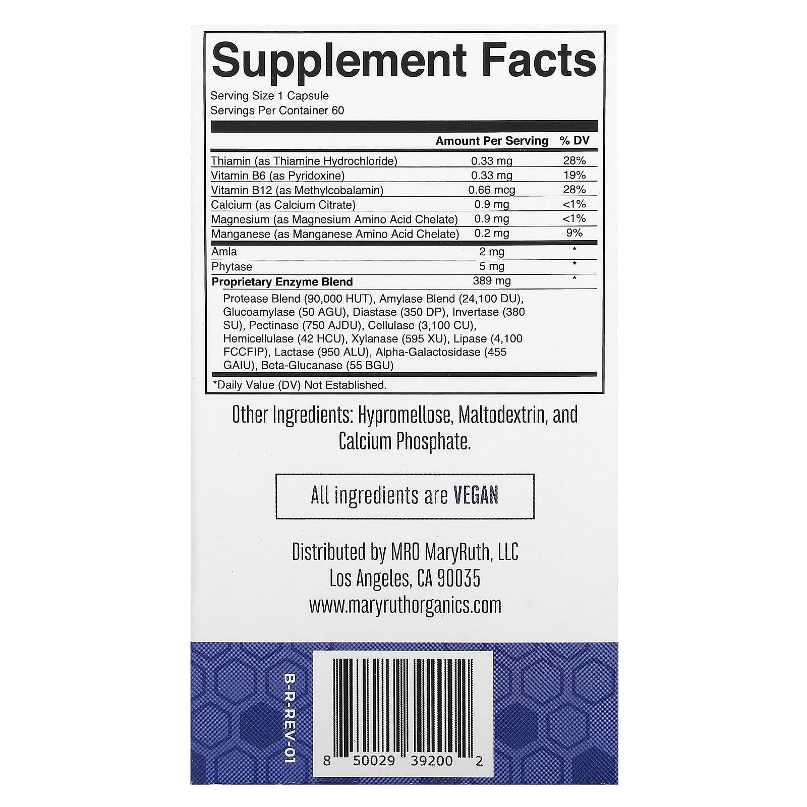 MaryRuth's, Ultra Digestive Food Enzymes, 60 Capsules - 850029392002 | Hilife Vitamins