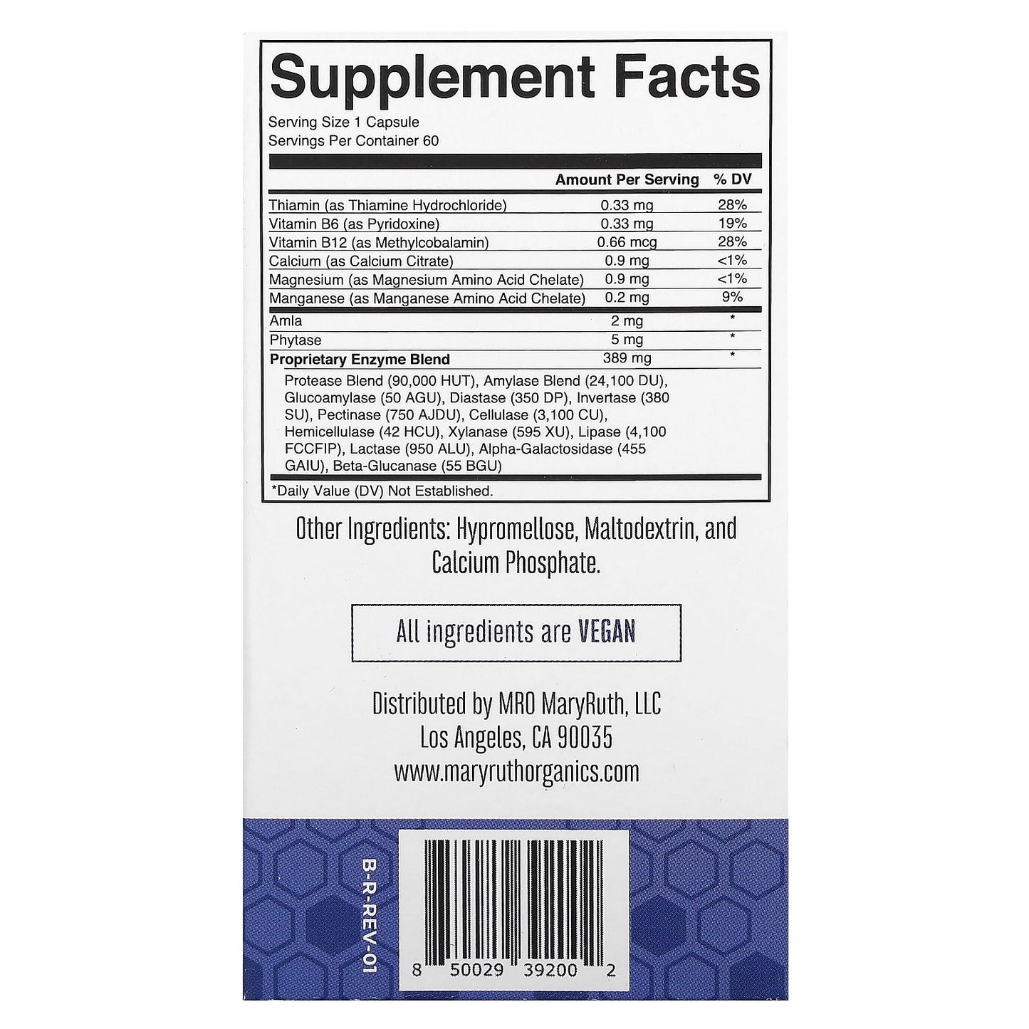 MaryRuth's, Ultra Digestive Food Enzymes, 60 Capsules UPC 850029392002 | Hilife Vitamins