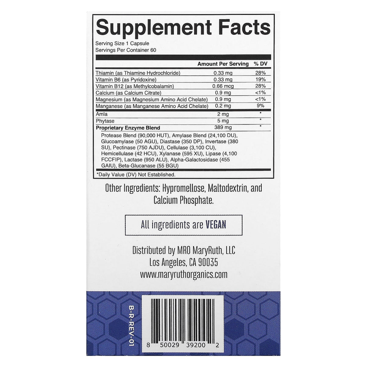 MaryRuth's, Ultra Digestive Food Enzymes, 60 Capsules UPC 850029392002 | Hilife Vitamins