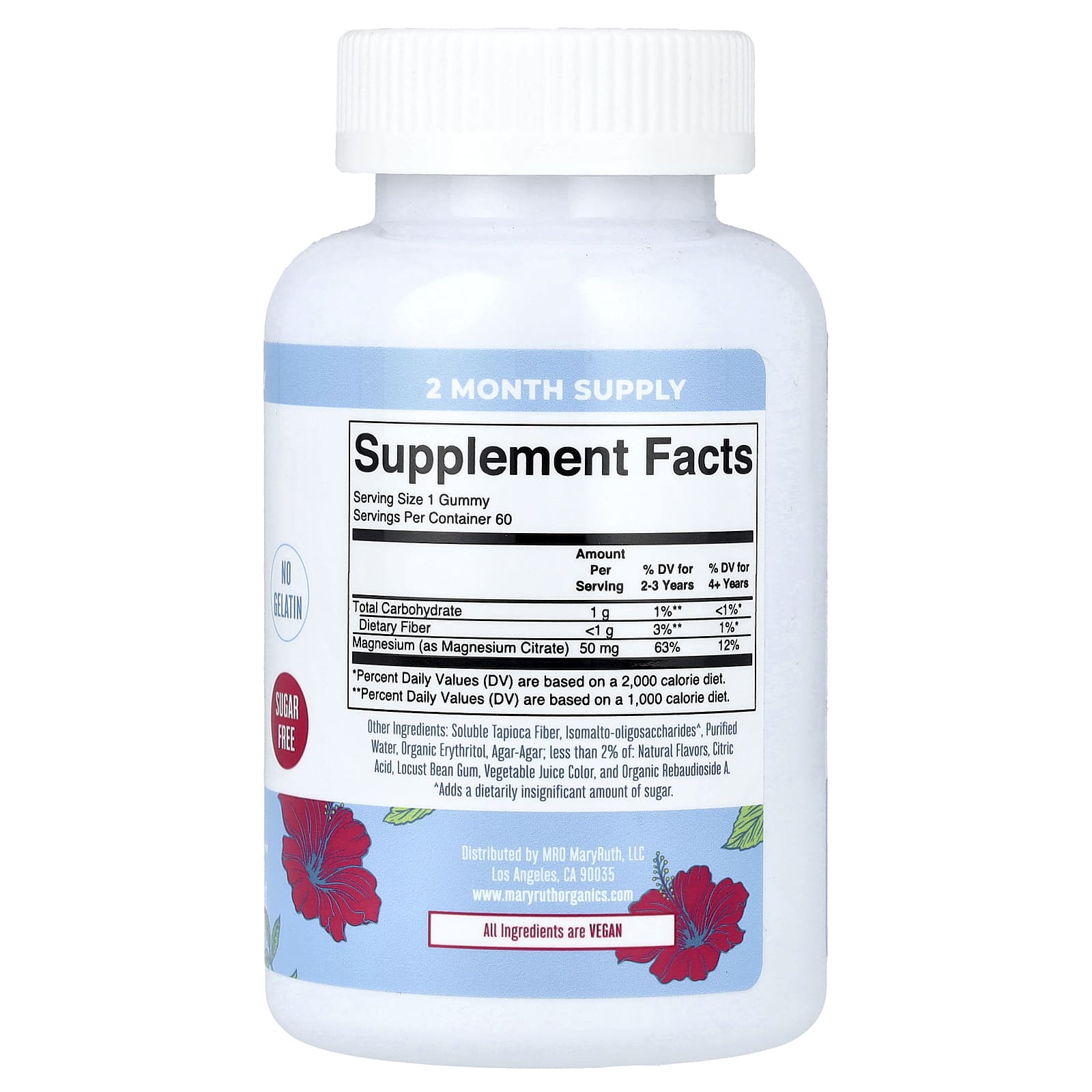 MaryRuth's, Kids Magnesium Calm Gummies, Hibiscus, 60 Gummies UPC 850036700715 | HiLife Vitamins