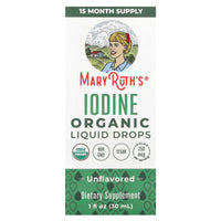 MaryRuth's, Organic Iodine Liquid Drops, Unflavored, 250 mcg, 1 fl oz (30 ml) UPC 856645008167 | HiLife Vitamins