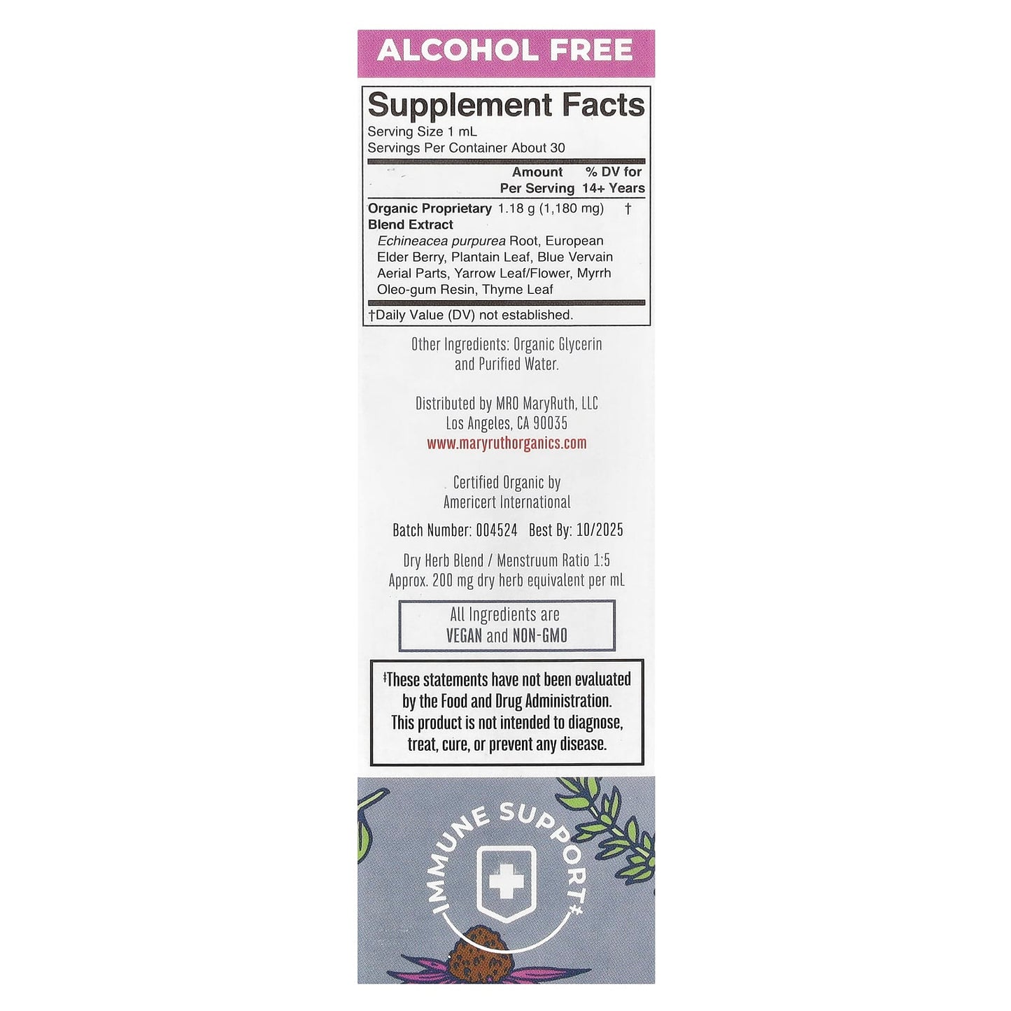 MaryRuth's, Organic Lymphatic Support Liquid Extract, Alcohol Free, 1 fl oz (30 ml) UPC 856645008549 | HiLife Vitamins