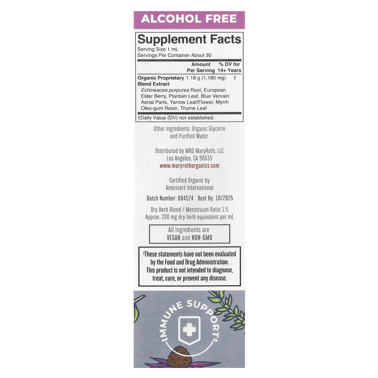 MaryRuth's, Organic Lymphatic Support Liquid Extract, Alcohol Free, 1 fl oz (30 ml) UPC 856645008549 | HiLife Vitamins