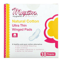 Maxim Hygiene Products, Organic Natural Cotton Ultra Thin Winged Pads Regular, 10 UPC 895199001170 | Hilife Vitamins