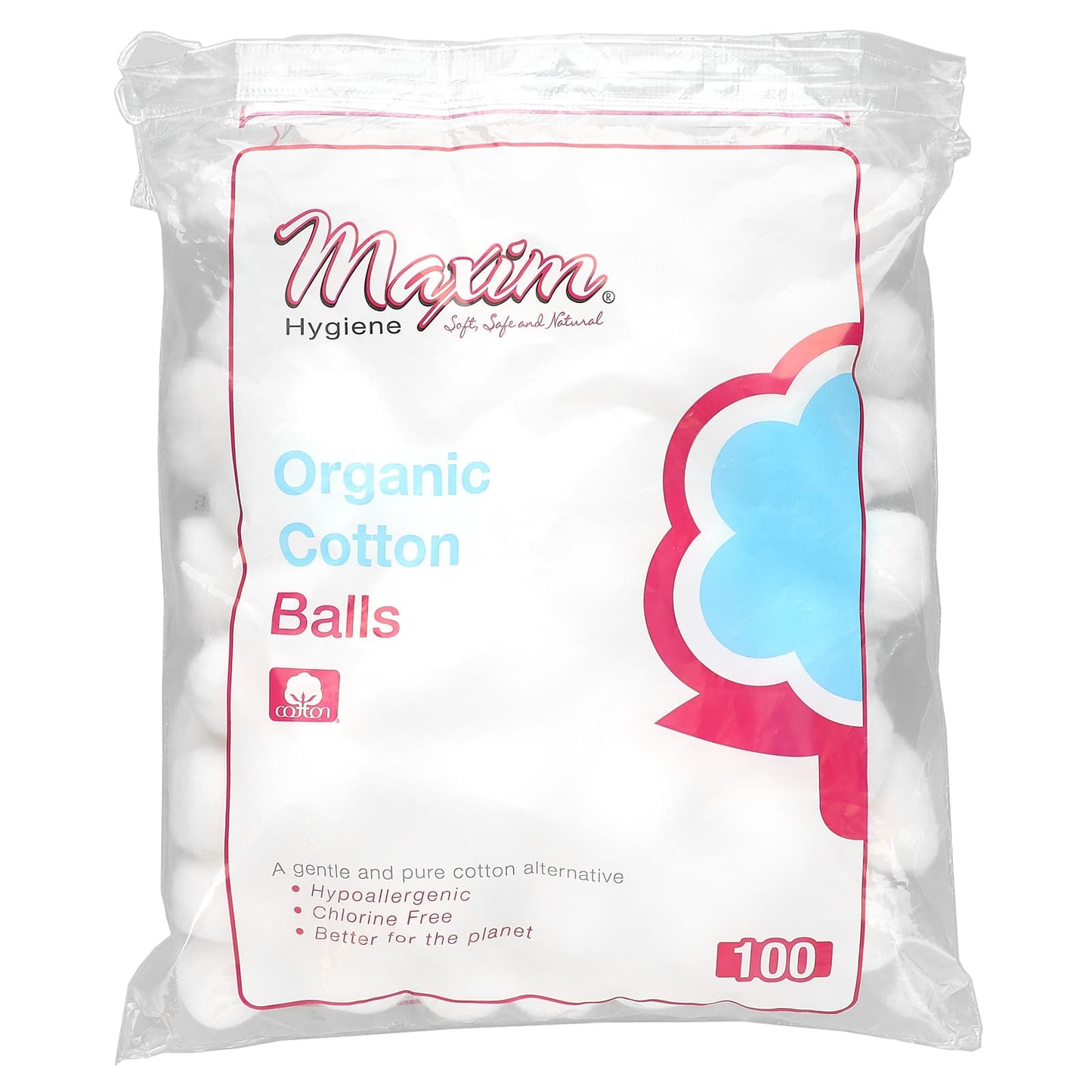 Maxim Hygiene Products, Organic Cotton Balls, 100 UPC 895199001248 | Hilife Vitamins