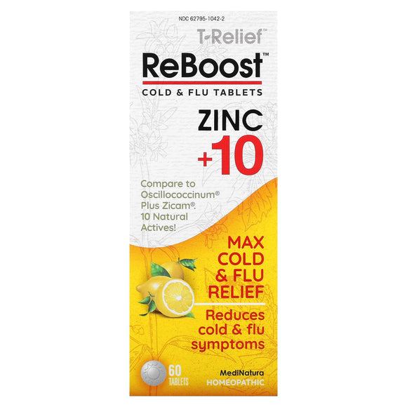 MEDINATURA, ReBoost Zinc +10 Cold & Flu Relief Lemon, 60 TABLET - 787647201518 | Hilife Vitamins