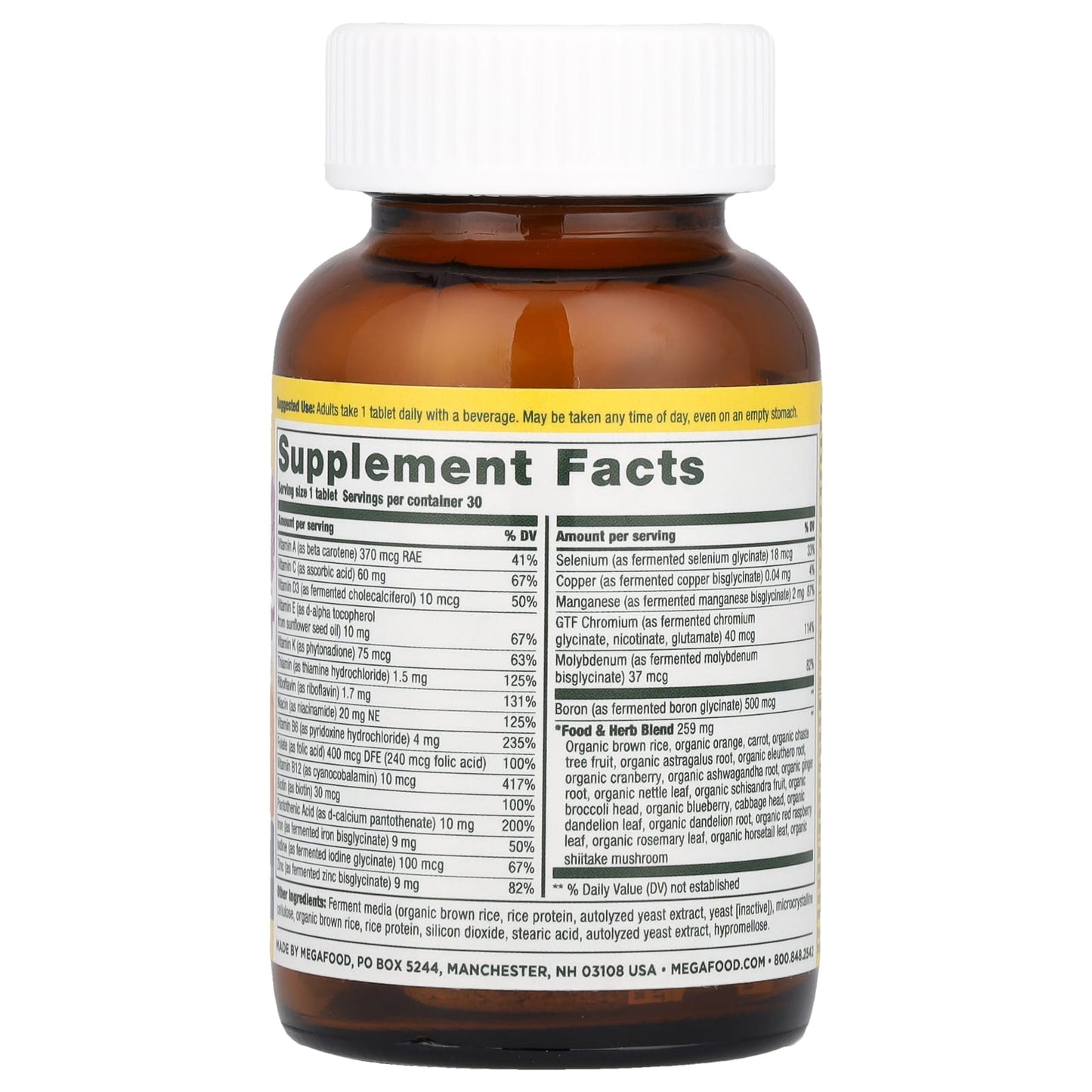 Megafood, Women’s One Daily, 30 Tablets UPC 051494101032 | HiLife Vitamins