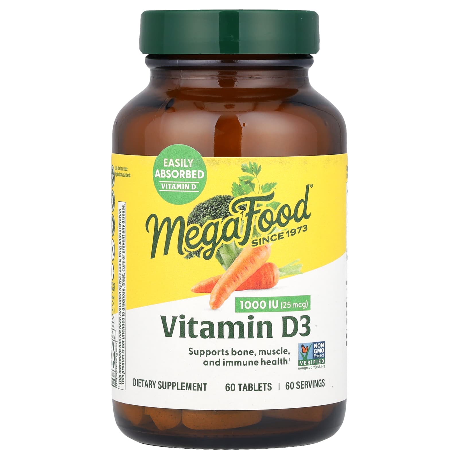 Megafood, Vitamin D-3 1000 IU, 60 Tablets UPC 051494101148 | HiLife Vitamins
