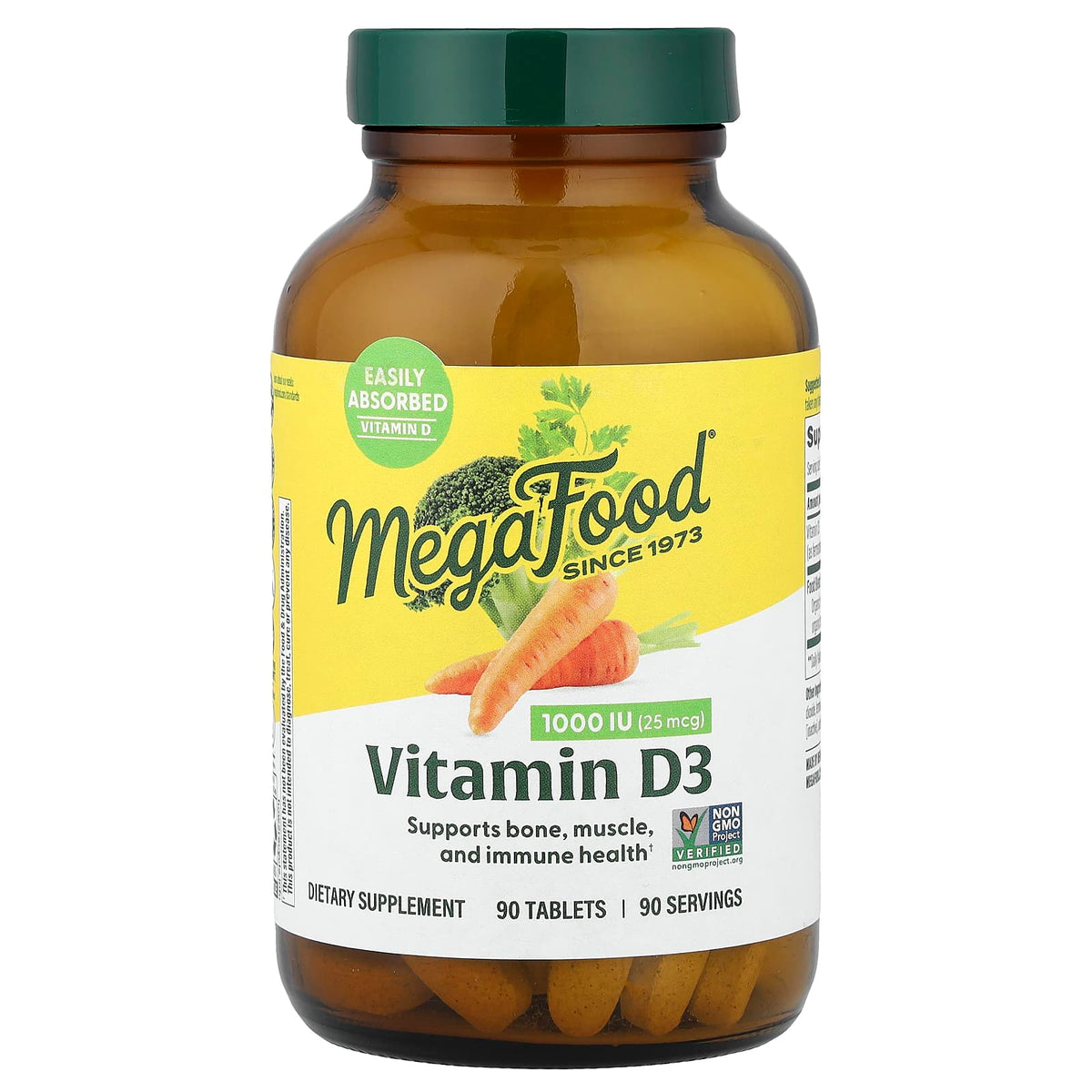 Megafood, Vitamin D3, 1000 IU, 90 Tablets UPC 051494101155 | Hilife Vitamins
