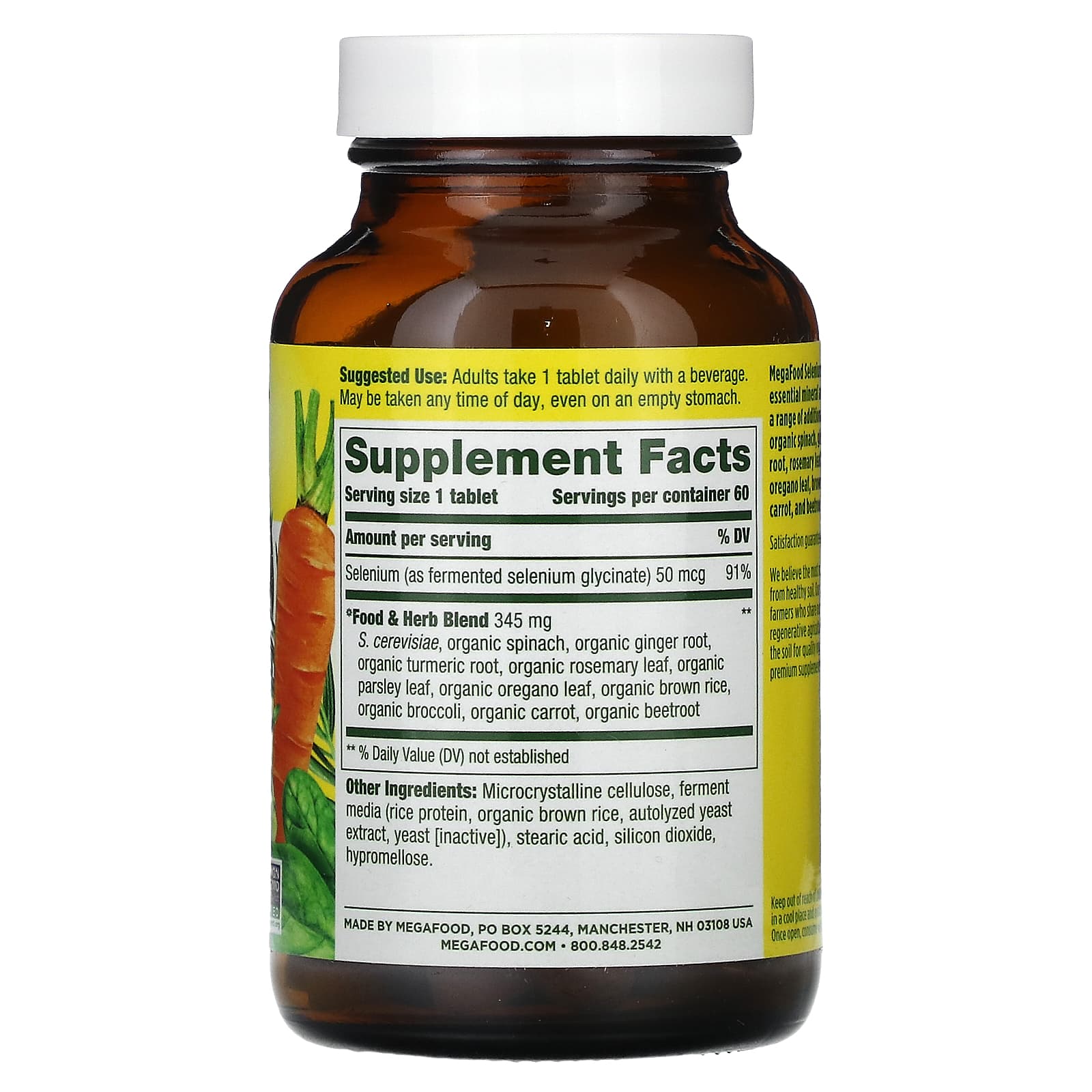 Megafood, Selenium, 60 Tablets UPC 051494101865 | HiLife Vitamins