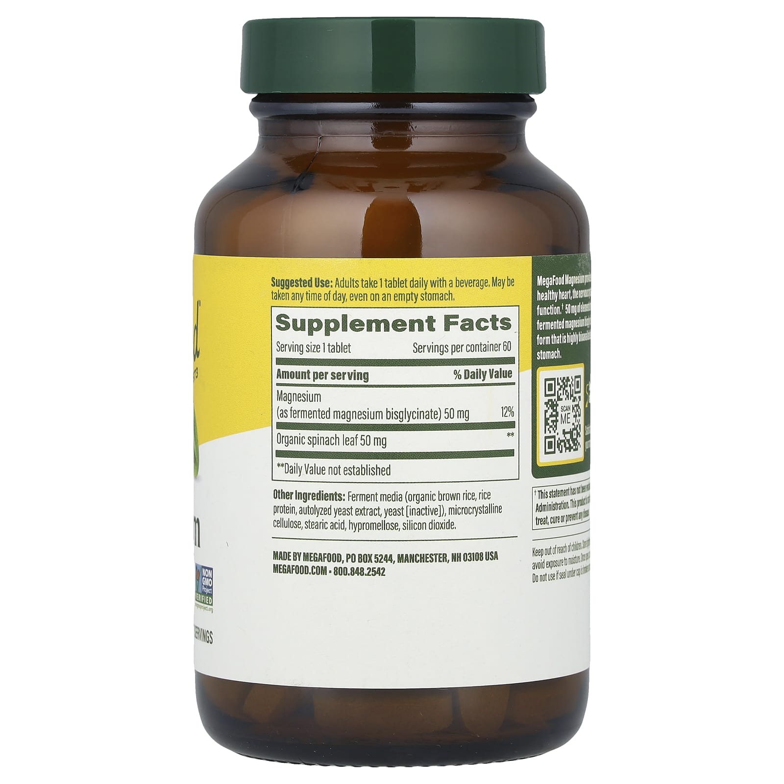 Megafood, Magnesium, 60 Tablets UPC 051494101872 | HiLife Vitamins