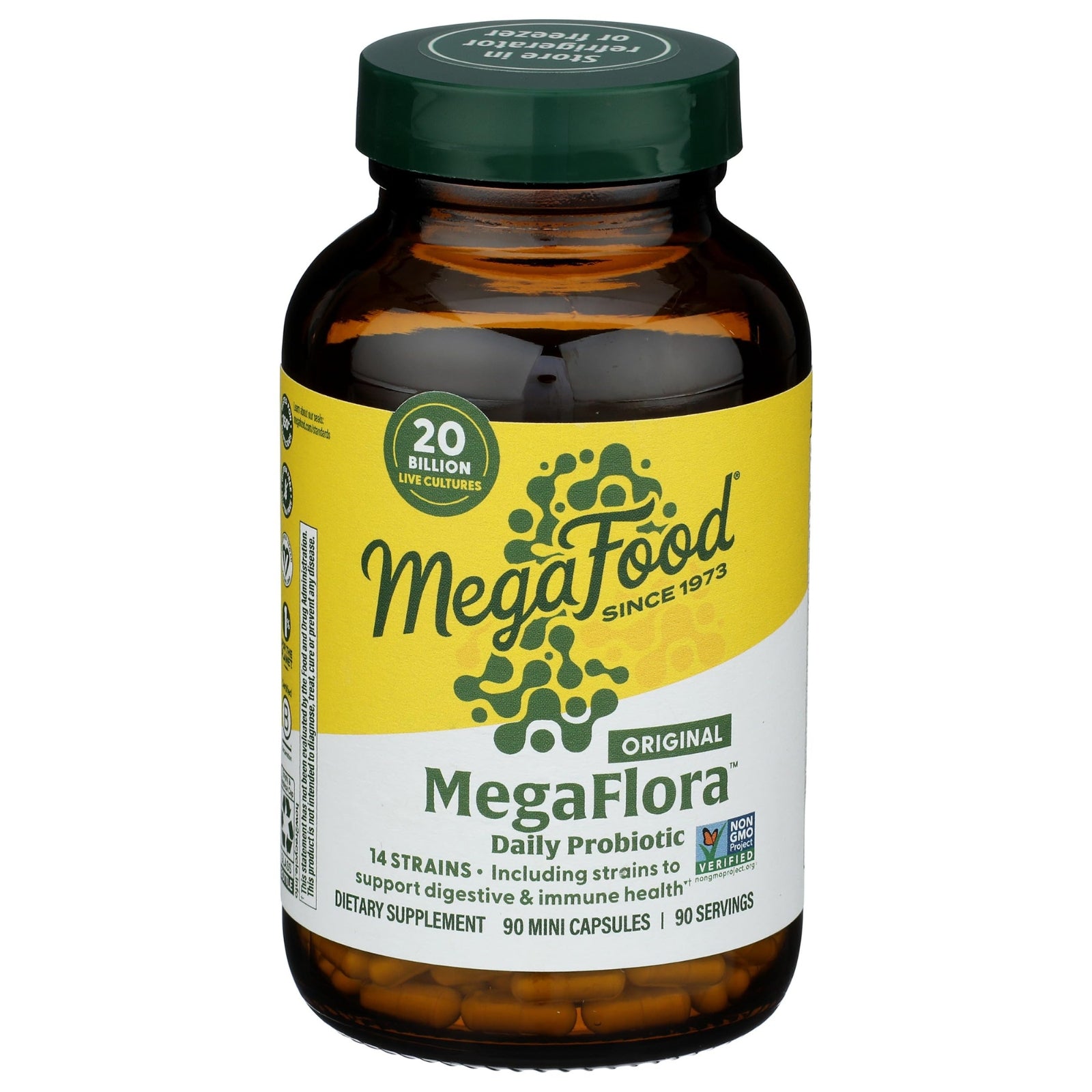 Megafood, Megaflora, Daily Probiotic, 90 Mini Capsules UPC 051494102282 | HiLife Vitamins