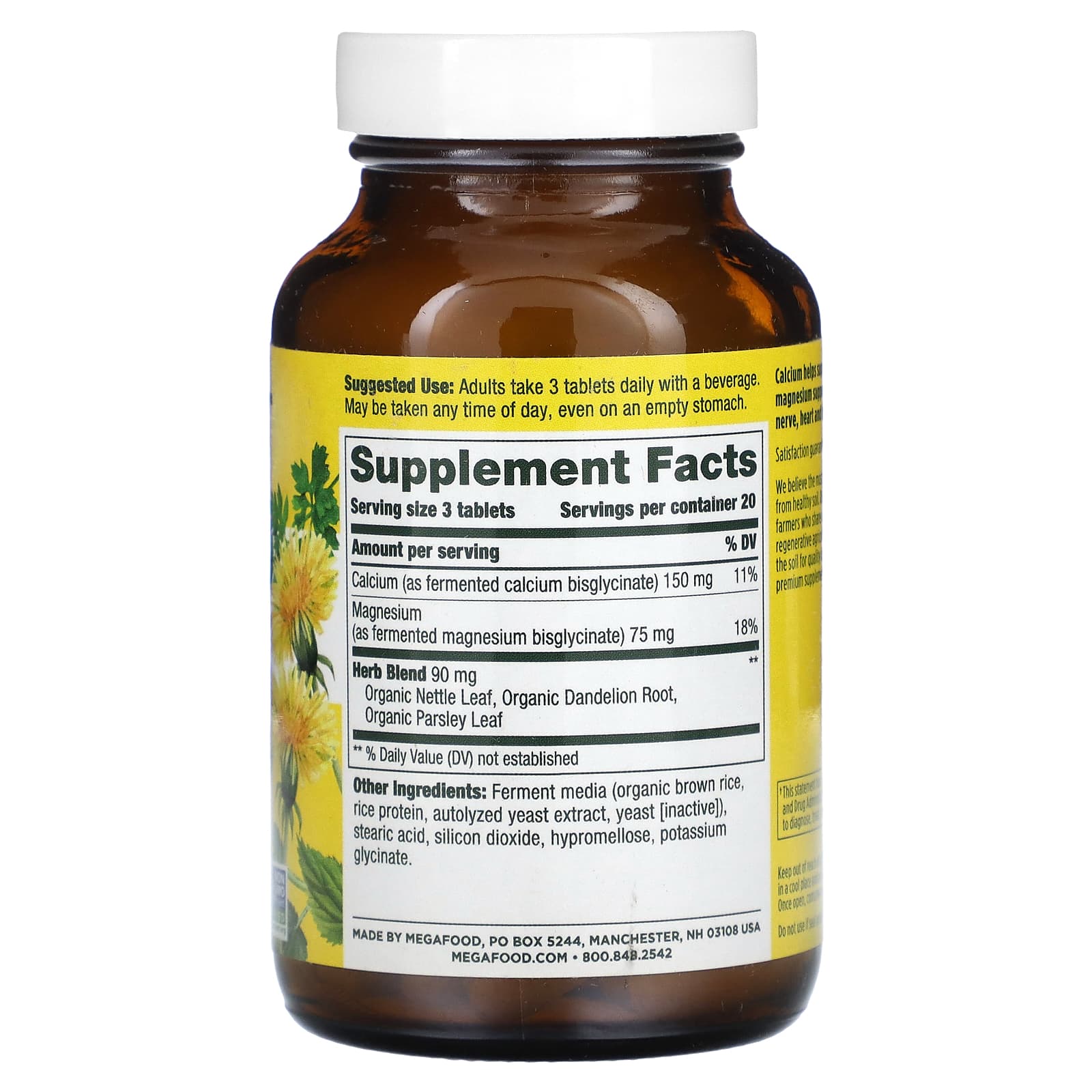 Megafood, Cal, Magnesium & Potassium, 60 Tablets UPC 051494102312 | HiLife Vitamins