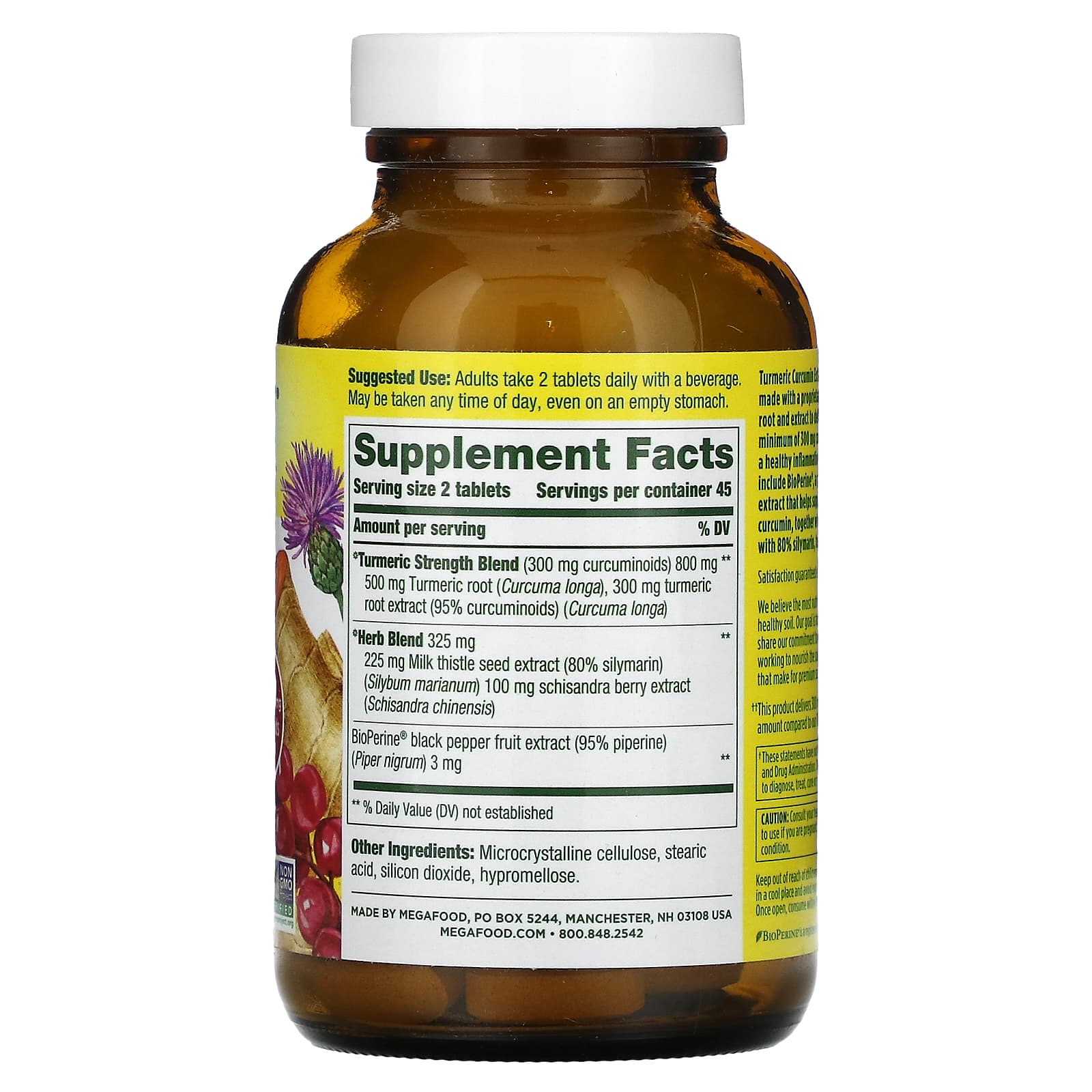 Megafood, Turmeric Strength For Liver, 90 Tablets UPC 051494103074 | HiLife Vitamins