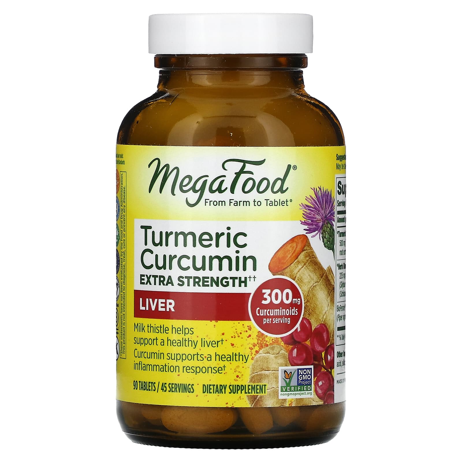 Megafood, Turmeric Strength For Liver, 90 Tablets UPC 051494103074 | HiLife Vitamins