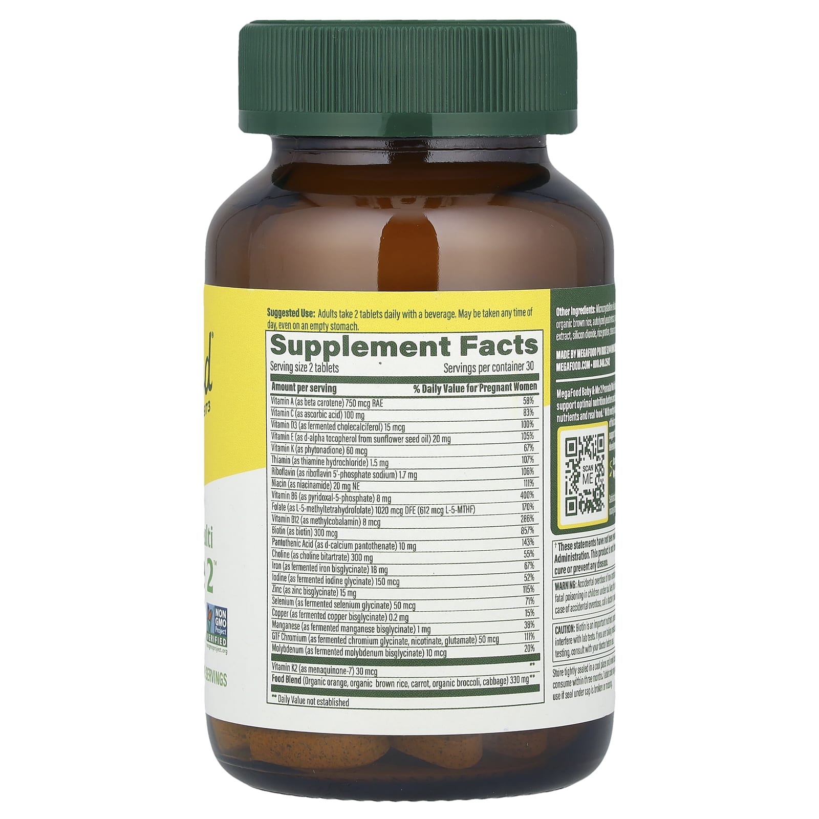 Megafood, Baby & Me 2, 60 Tablets - 051494103142 | Hilife Vitamins