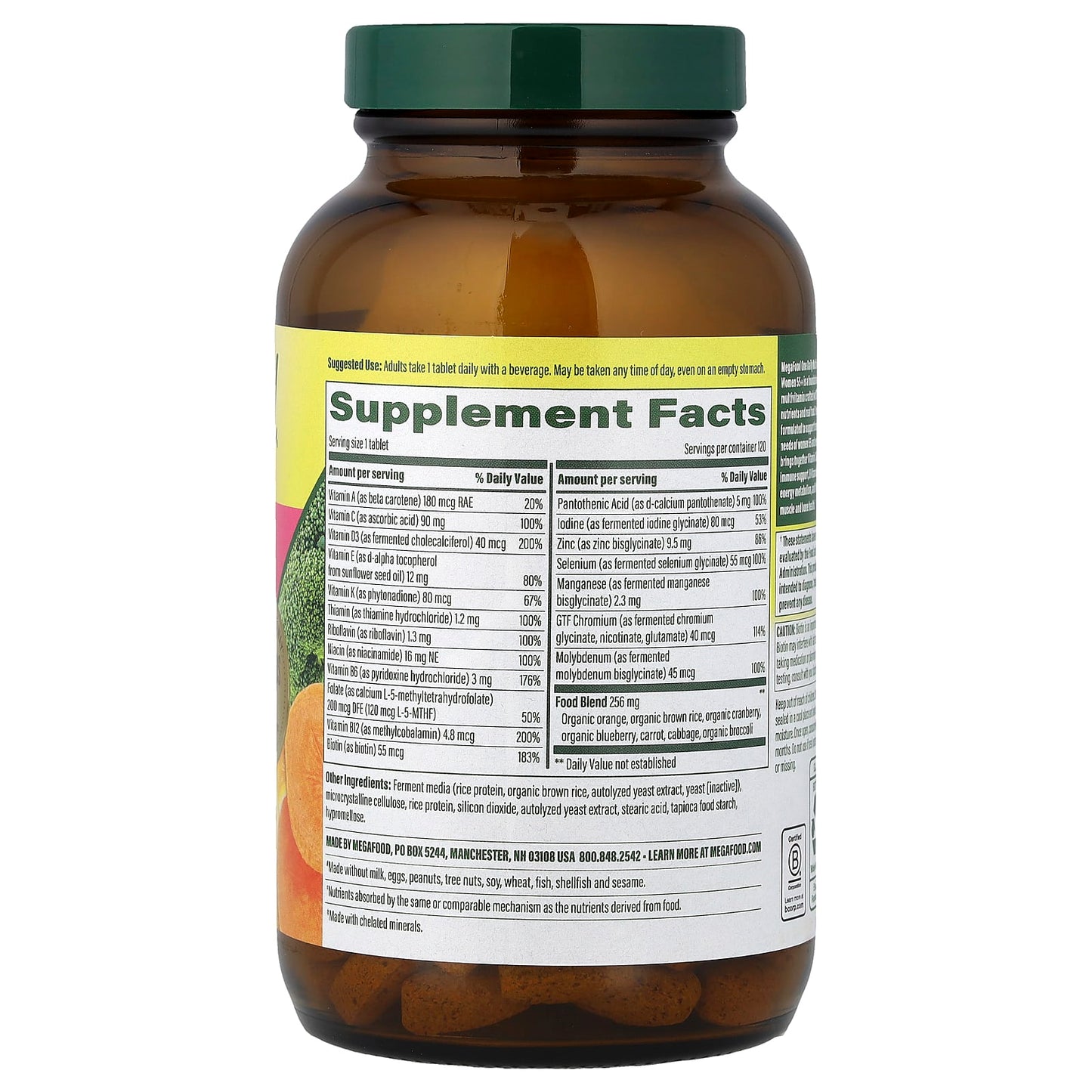 Megafood, For Women 55+, One Daily Multivitamin, 120 Tablets UPC 051494103548 | Hilife Vitamins