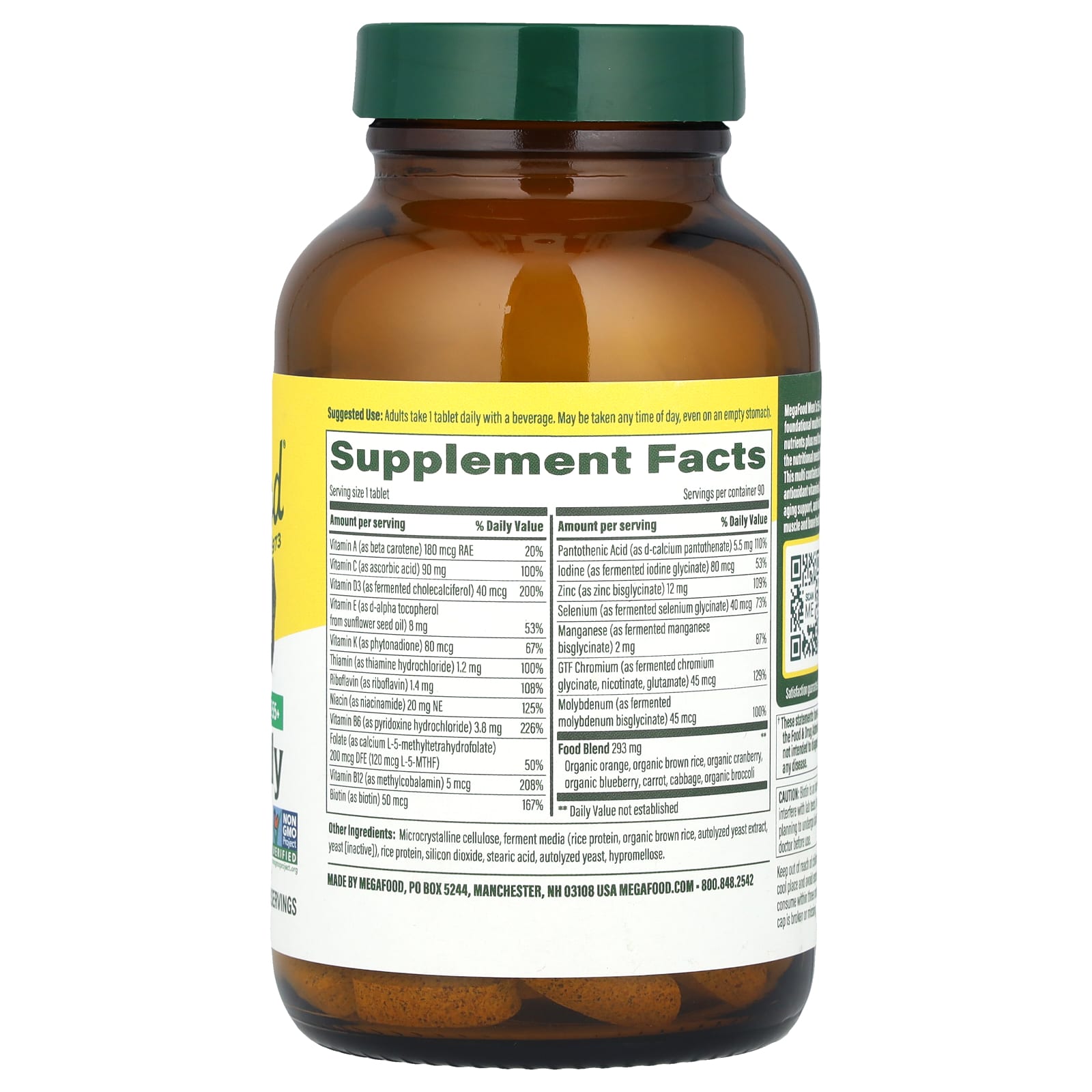 Megafood, Men's 55+, One Daily Multivitamin, 90 Tablets UPC 051494103562 | HiLife Vitamins